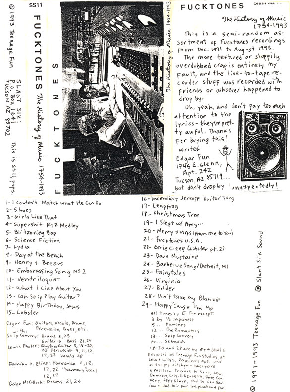 Fucktones - The History of Music 1754-1993 (1993, Slant Six Sound, ss11)