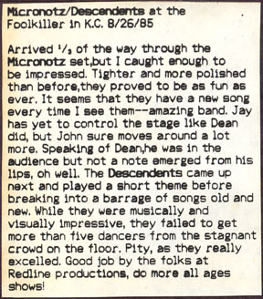 Descendents show review from Room 101 #8